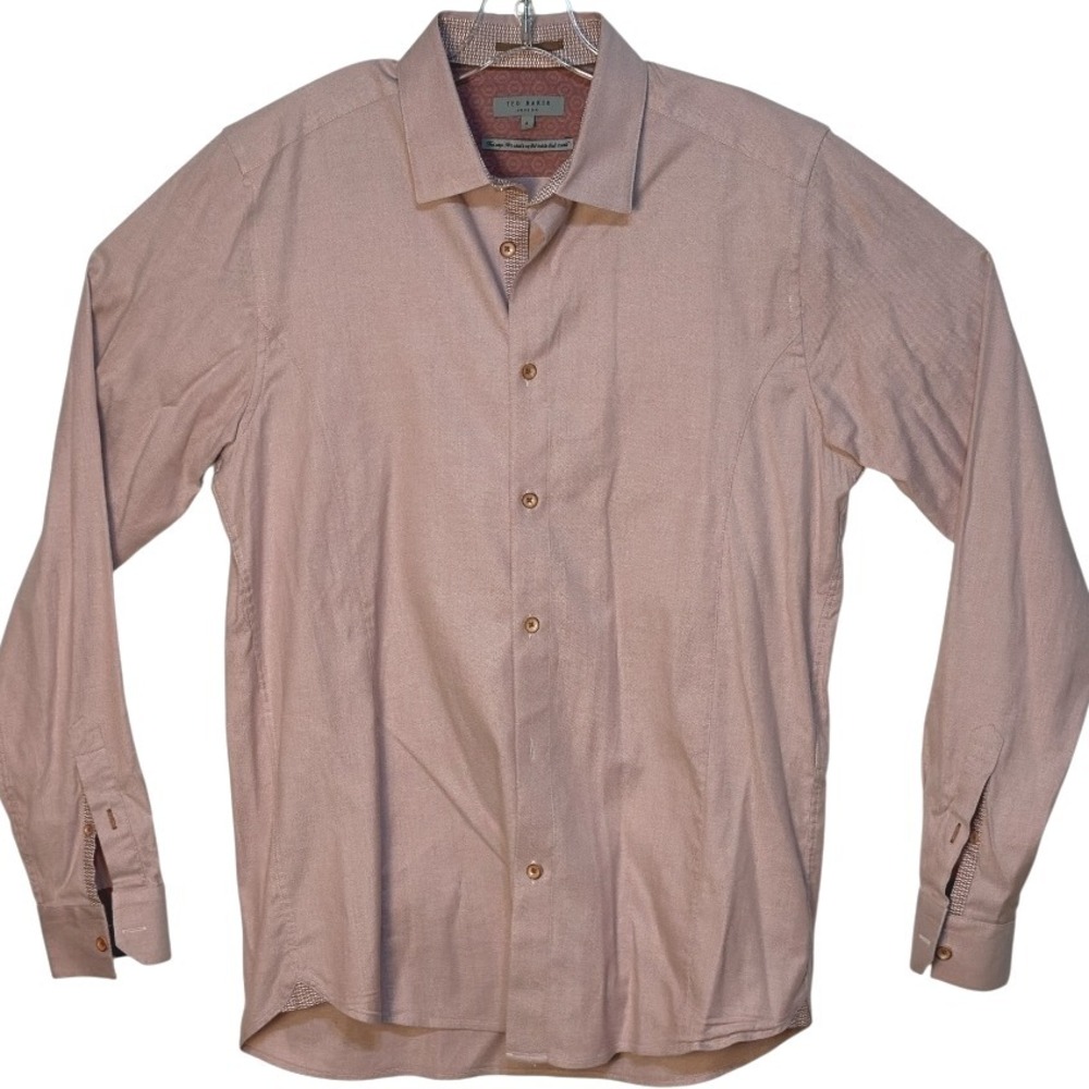 Ted Baker London Button-Down Shirt‎ Long Sleeve Patterned Designer Pink US S/M